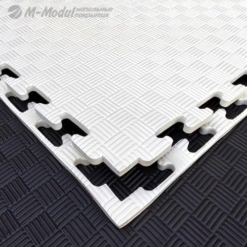 Мягкий модульный пол для детских игровых комнат 100x100 см, толщина 1,2 см белый