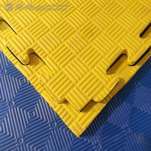 Мягкий модульный пол для детских игровых комнат 100x100 см, толщина 1,2 см желтый