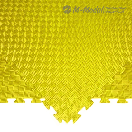Мягкий модульный пол для детских игровых комнат 100x100 см, толщина 1,5 см желтый