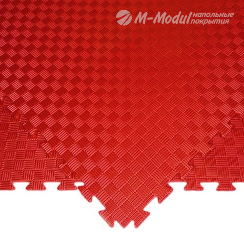 Мягкий модульный пол для детских игровых комнат 100x100 см, толщина 1,5 см красный